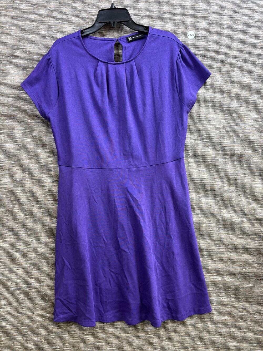 New York & Company Dress Womens XL Purple Fit & Flare Keyhole Knee Length NEW